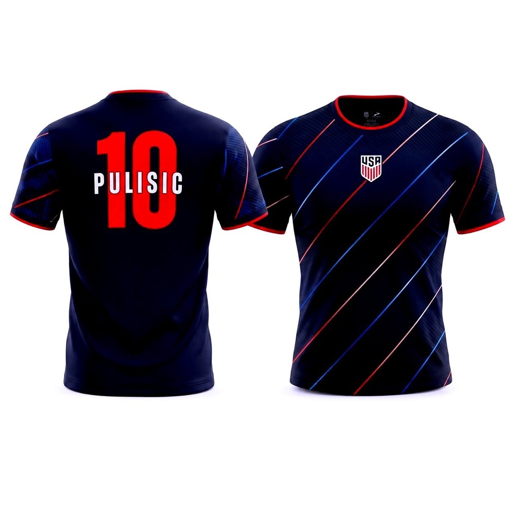 USMNT Christian Pulisic 10 Soccer Jersey Navy Blue Mens XL NEW World Cup Gift